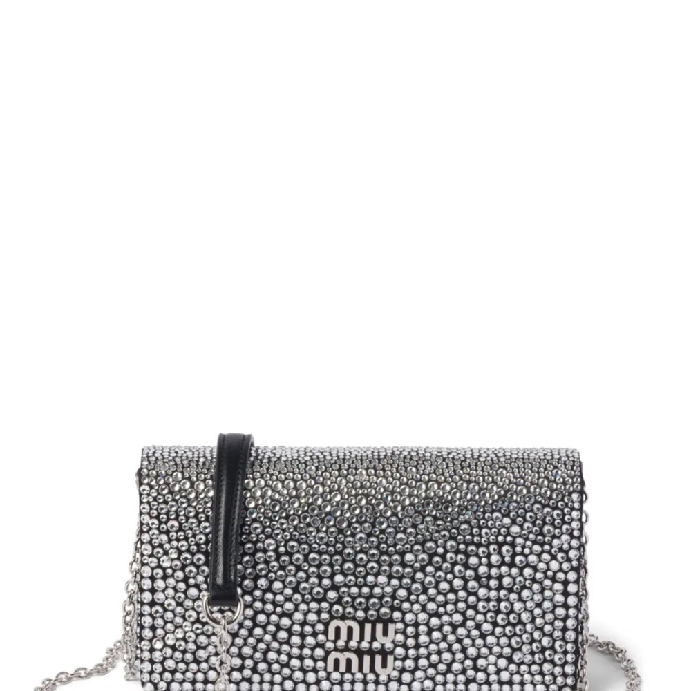 Miu Miu Silver Satin Embellished Crossbody